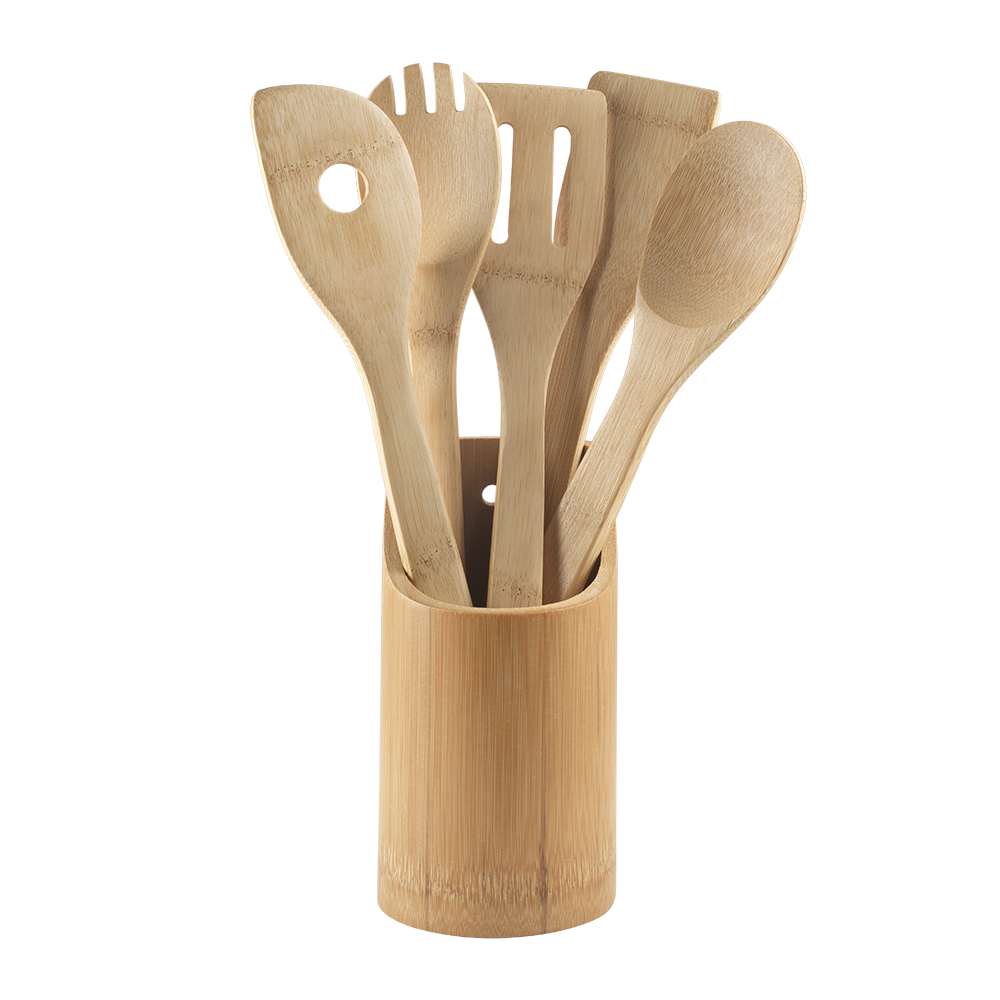 Bambus Küchenhelfer-Set 5 tlg. 30cm, im Behälter